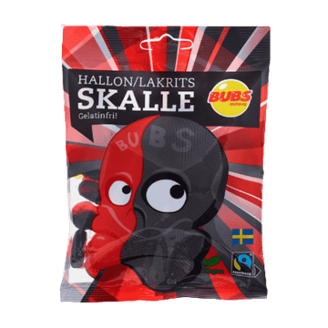 BUBS Raspberry Salty Licorice Skulls 155g